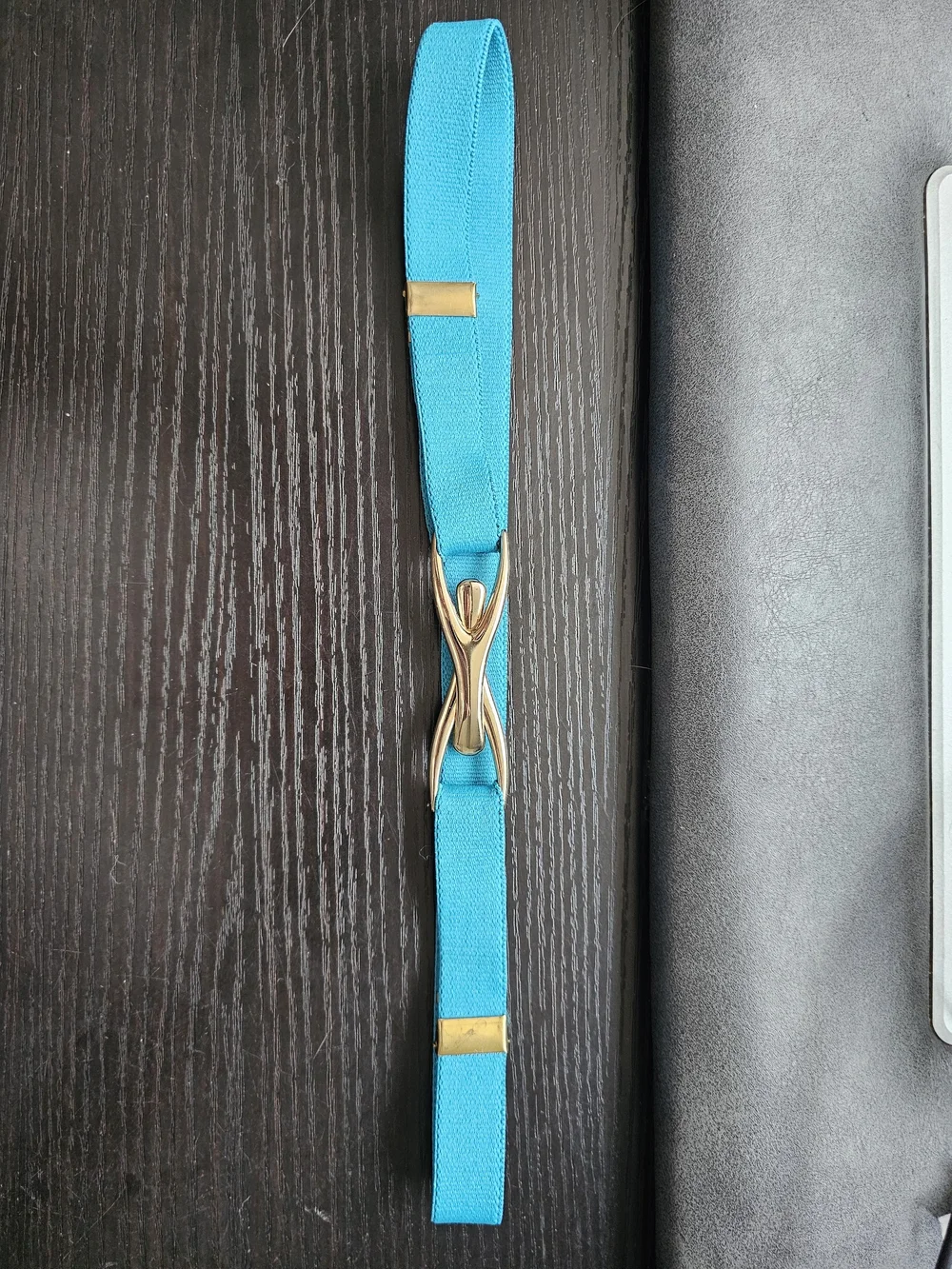Turquoise Stretch Elastic Belt with Gold Tone Hardware